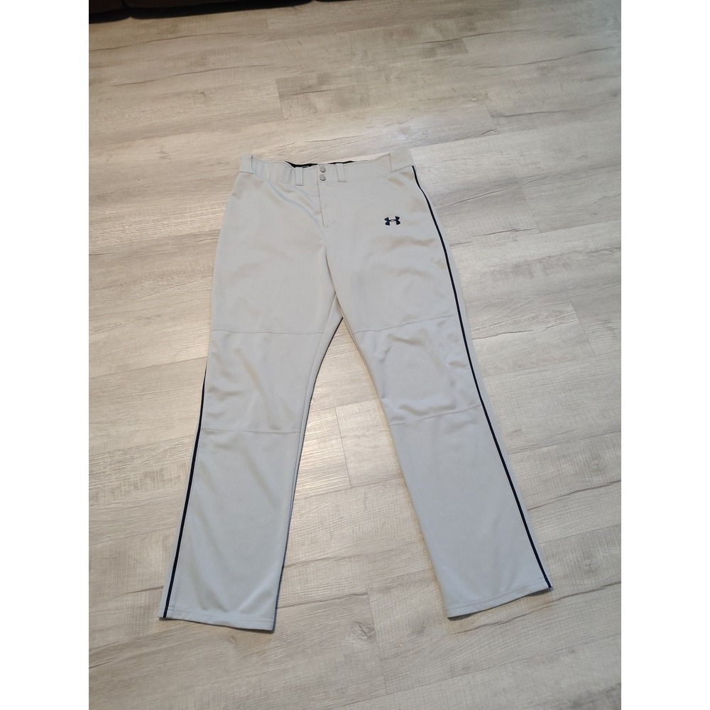 Under Armour GREY baseball pant loose heat gear XL 38 40‎ men light gray elastic